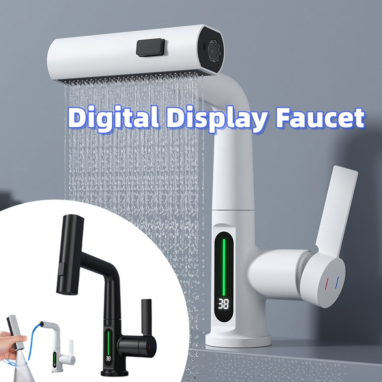 Intelligent Digital Display Faucet Pull-out Basin Faucet Temperature Digital Display Rotation