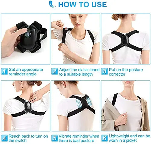 Amszke Smart Posture Corrector with Sensor Vibration Reminder for Men and Women, Backmedic Posture Reminder for Teens Kids with Adjustable Angle and Strap Help to Keep Right Posture - Image #3