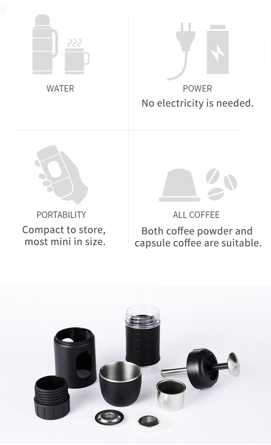 STARESSO MINI 2022 Upgrade Espresso Multi-Function manua lCoffee Maker SP-200M  Manual Capsule powder Portable outdoor