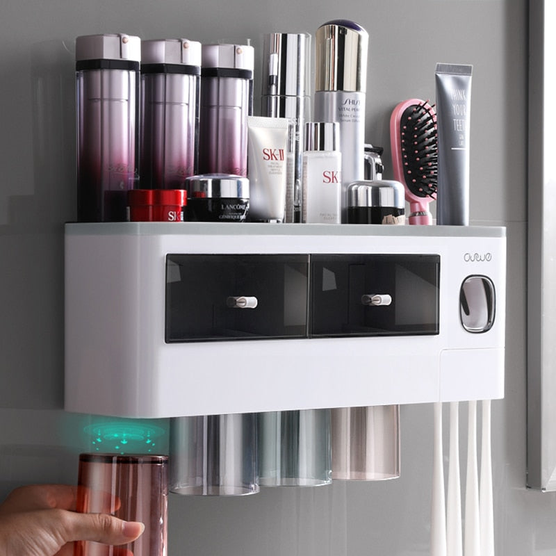 Ultimate Multifunction Magnetic Toothbrush Holder with Cups