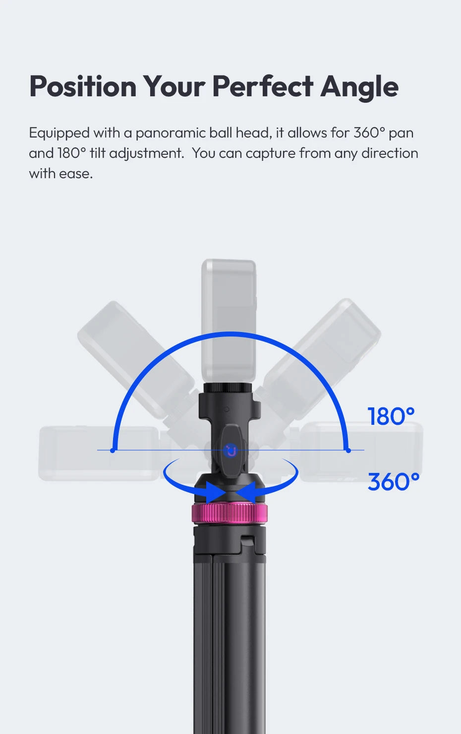 Ulanzi MT-89 2M Quick-Release Light Stand with Cold Shoe Mount 8-Section Extend Photograph Tripod for Action Camera Phone Clamp