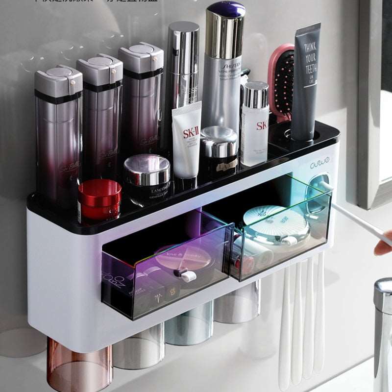 Ultimate Multifunction Magnetic Toothbrush Holder with Cups