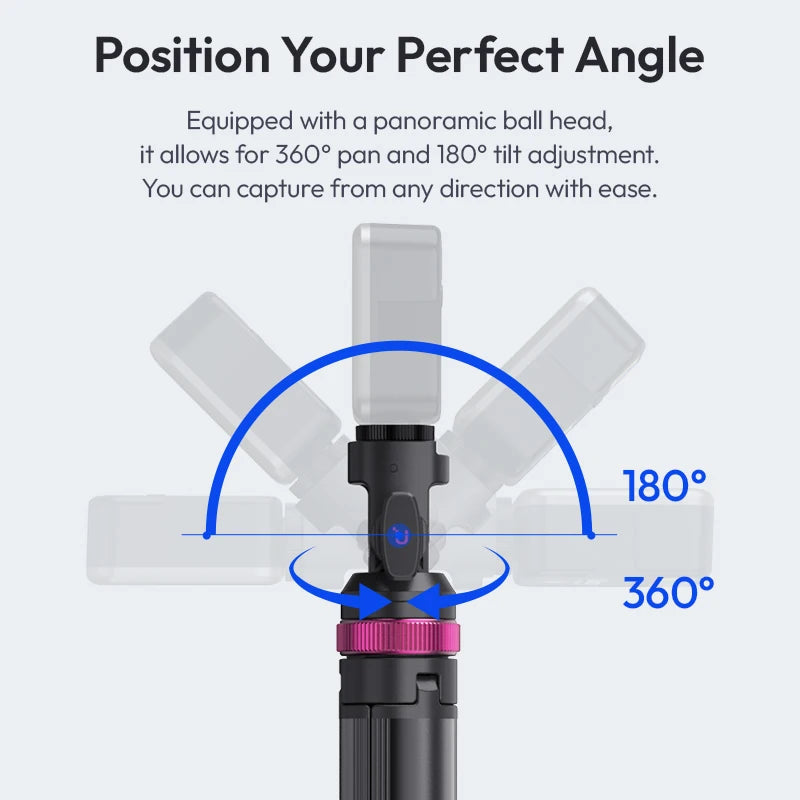 Ulanzi MT-89 2M Quick-Release Light Stand with Cold Shoe Mount 8-Section Extend Photograph Tripod for Action Camera Phone Clamp