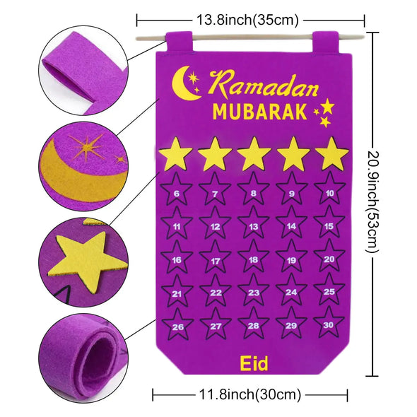 Ramadan Decoration Eid Calendar 30 Days Eid Tapestry For Children - Image #2